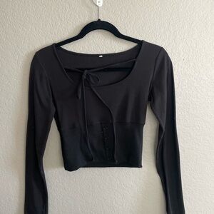 Chic Black Long Sleeve Women's Blouse